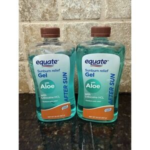 2 Pack EQUATE Sunburn Relief Aloe Vera Gel-Brand New 20 oz x2